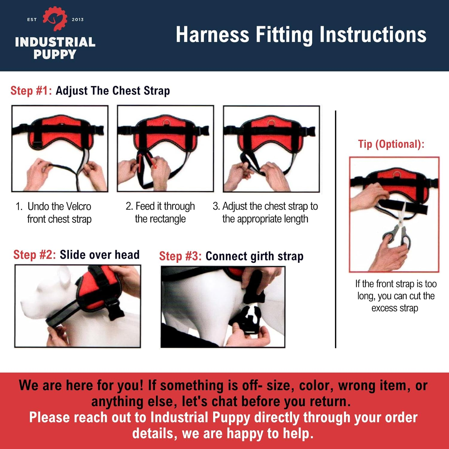 Service Dog in Training Vest Harness - Durable & Adjustable Dog Vest with Reflective Straps, Removable Patches, Handle & D-Ring, Travel and Daily Use, Small 19.5"-25", Bright Red - Image 4