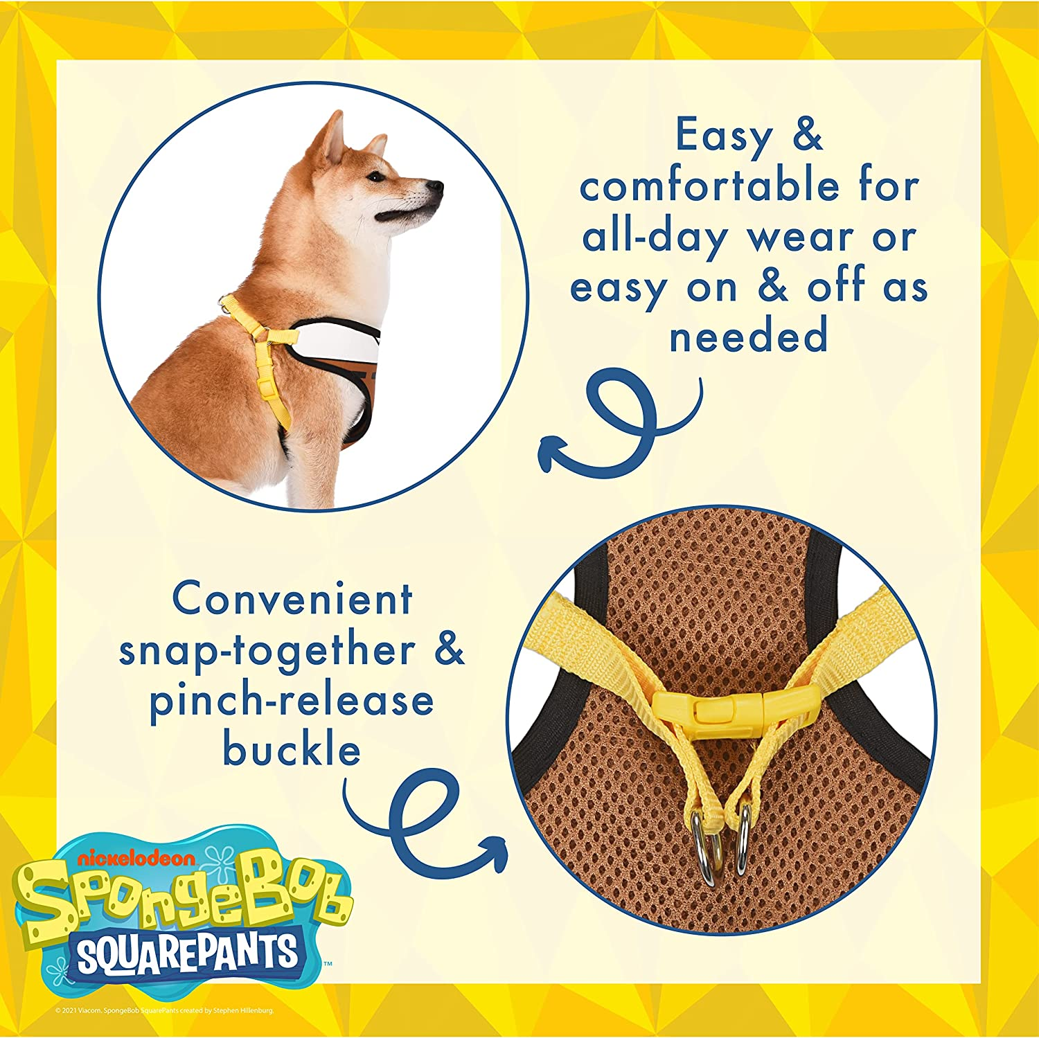 Spongebob Squarepants for Pets Dog Harness for Medium Dogs | No Pull Dog Harness for Spongebob Fans, Designed with Classic Spongebob Outfit | Soft and Comfortable Medium Dog Apparel - Image 3