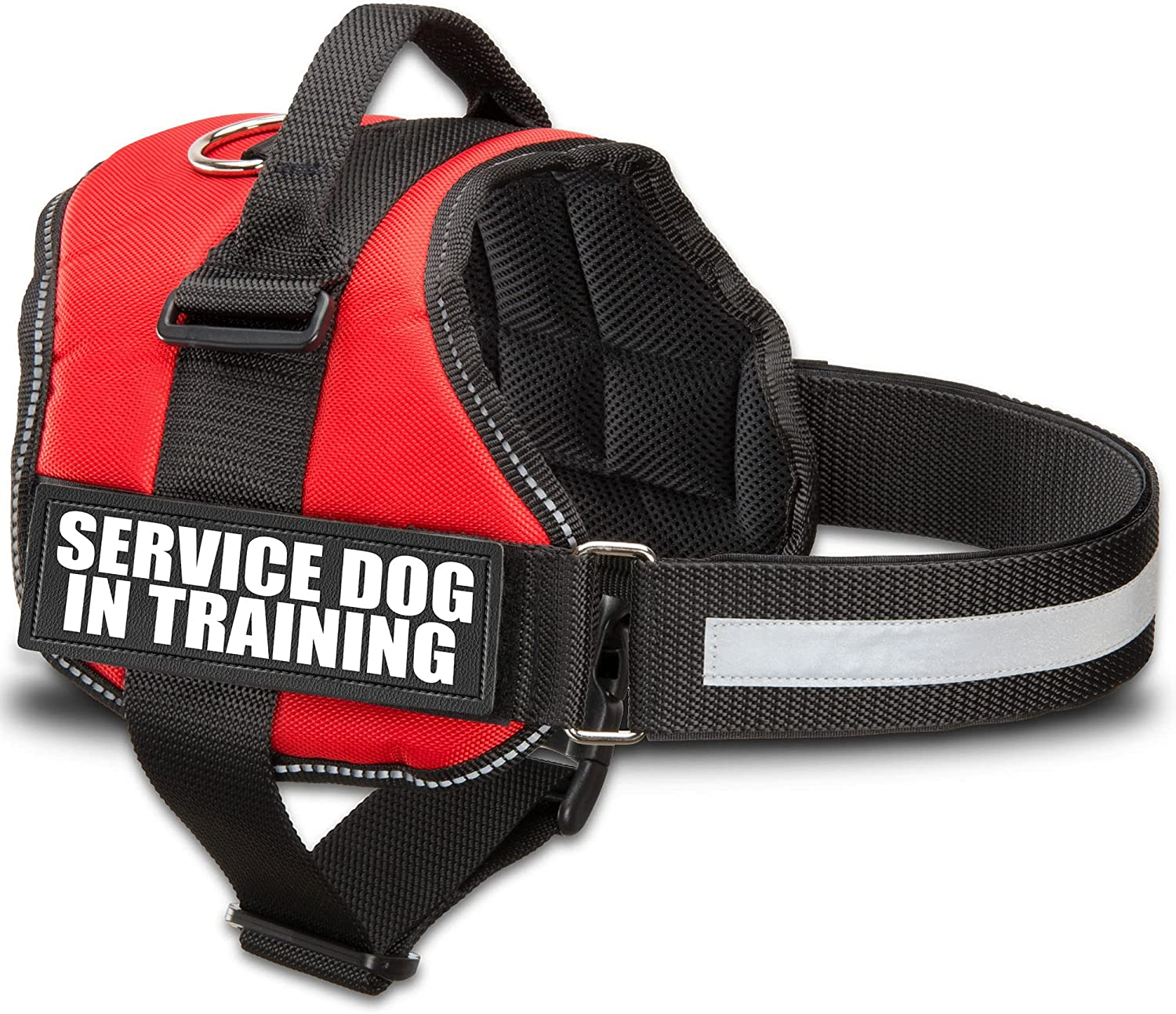 Service Dog in Training Vest Harness - Durable & Adjustable Dog Vest with Reflective Straps, Removable Patches, Handle & D-Ring, Travel and Daily Use, Small 19.5"-25", Bright Red