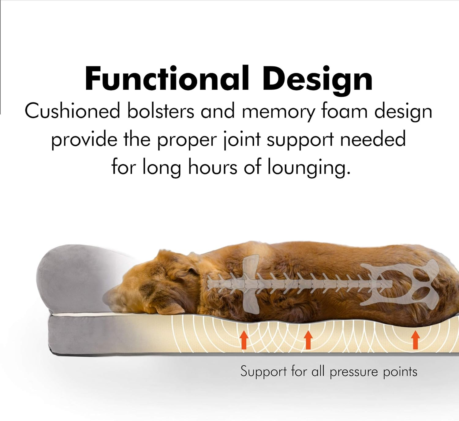 Small Dog Bed, Orthopedic Sofa Memory Foam Mattress, Calming Couch, Wall Rim Pillow, Water Resistant Liner, Washable Cover, Non-Slip Bottom, Chester, Small Khaki Beige - Image 2