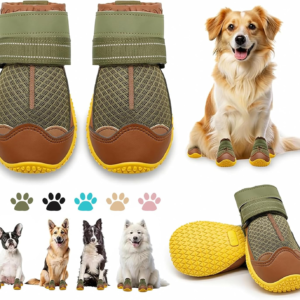 Dog Boots for Large Dogs, Medium Dog Boots & Paw Protectors for Hardwood Floors, Outdoor Dog Booties for Hot Pavement Winter Snow Hiking, Dog Shoes with Reflective Strips