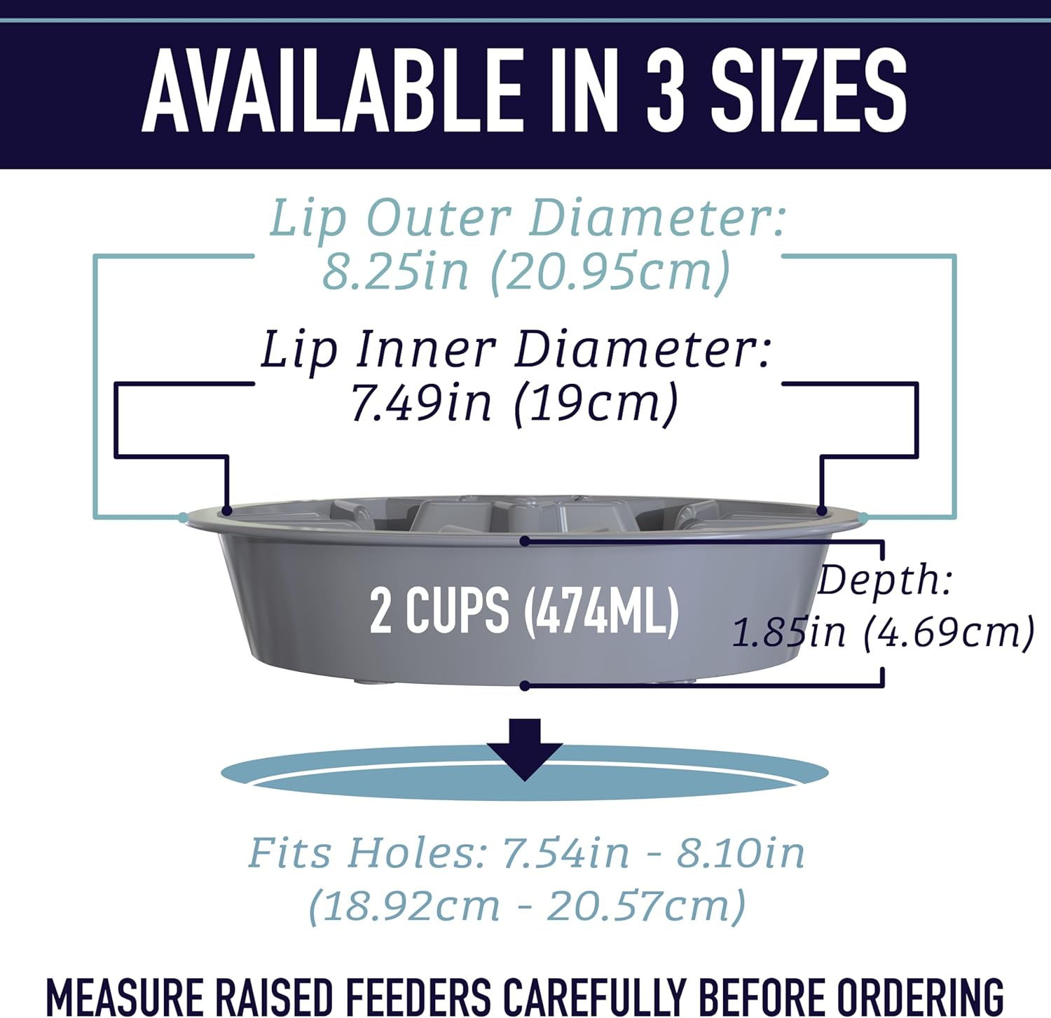 Slow Feeder Dog Bowl (2 Cup) - Puzzle Dog Food Bowl with Feeder Holes, Fits Elevated Pet Feeders, Slow Eating for Large, Medium & Small Sized Breeds - Blue - Image 4