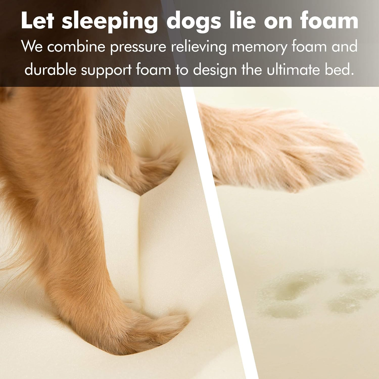 Small Dog Bed, Orthopedic Sofa Memory Foam Mattress, Calming Couch, Wall Rim Pillow, Water Resistant Liner, Washable Cover, Non-Slip Bottom, Chester, Small Khaki Beige - Image 5